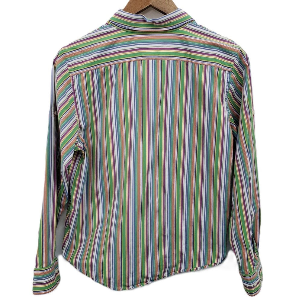 Lauren Ralph Lauren Womens PM Multicolor Stripe Button Front Cotton‎ Blouse Top - Picture 3 of 16